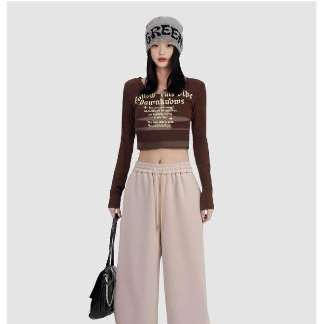 [M31N] Comfortable elastic waist warm-up pants in pastel colors 10073