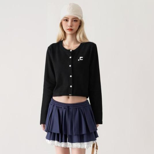 [M31N] Dark blue three-layer lace short skirt for women 10036