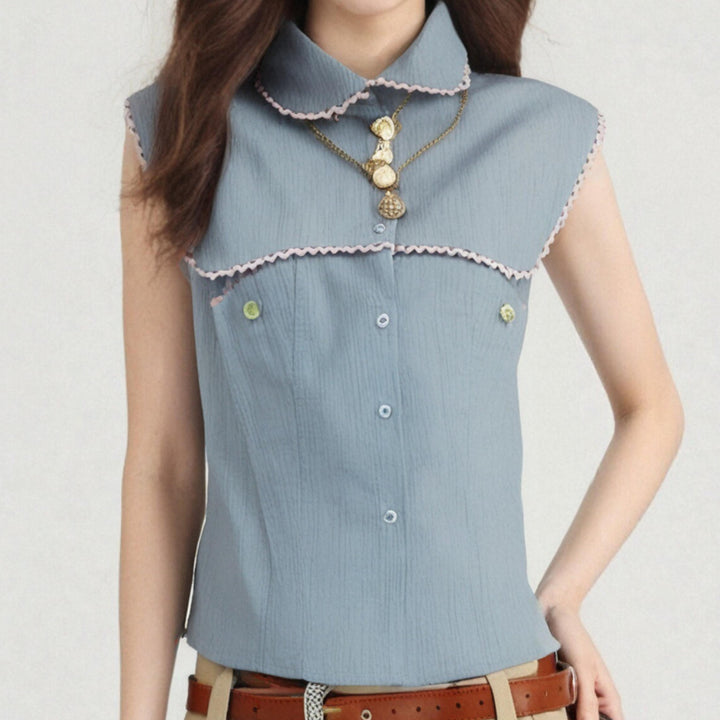 [M31N] Women's Woven Sleeveless Top and Skirt Two Piece Set Casual Chic Outfit 93109 Clothes Womenswear