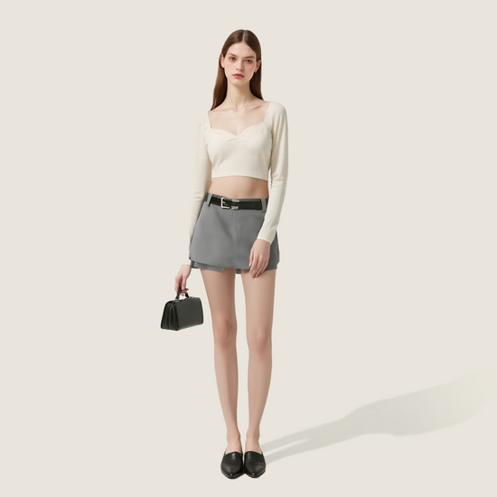 Women's High Waist Pleated Skort with Soft Lining and Breathable Fabric A10041