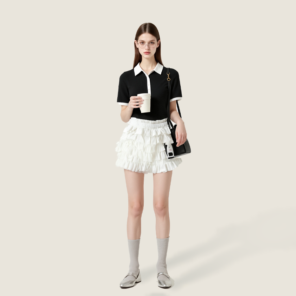 Women's Cute Layered Short Mini Skirt Fluffy Style A10070