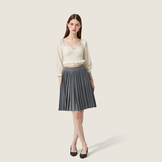 Pleated Cotton Midi Skirt A10015