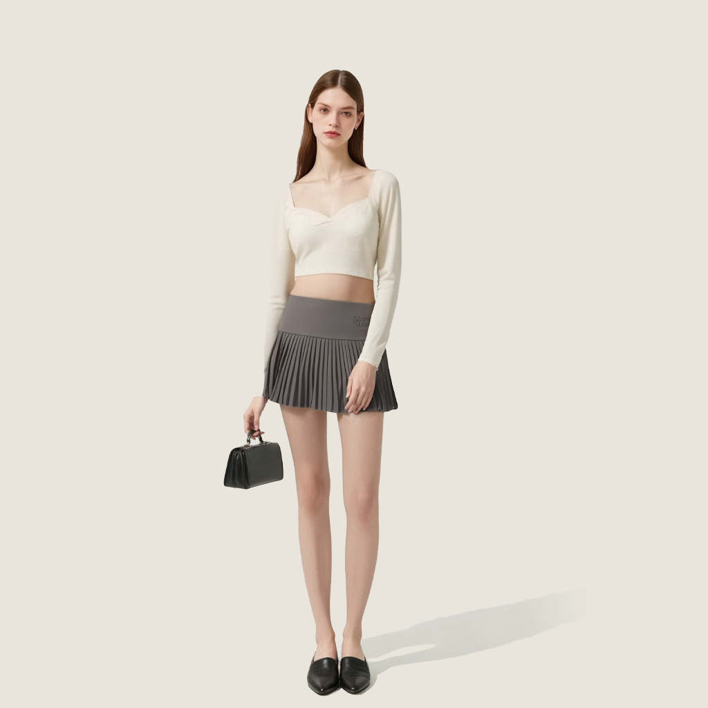 Women's High Waist Pleated A Line Mini Skirt Preppy Schoolgirl Style A10147