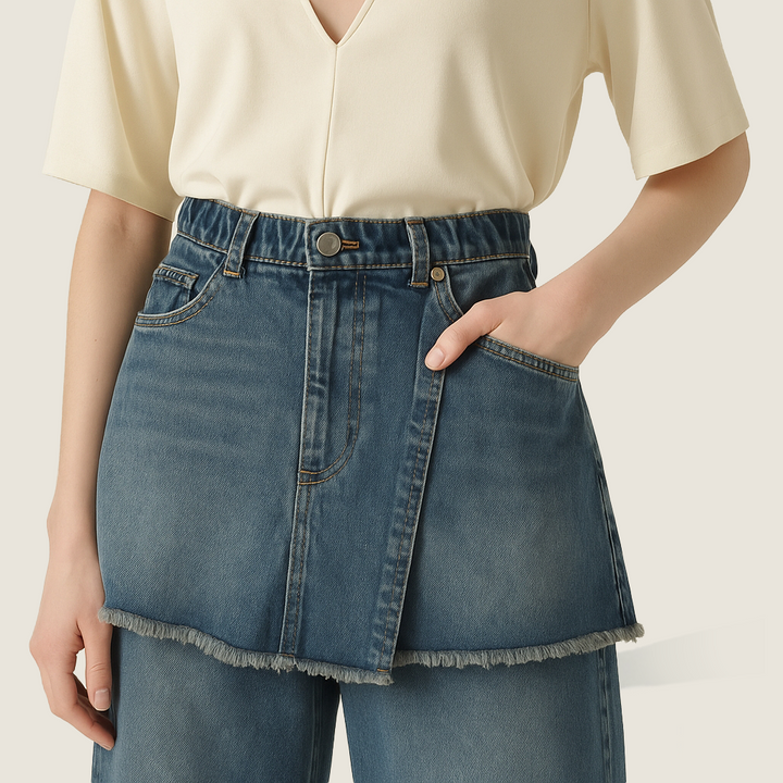 Deconstructed Denim Wide-Leg Jeans M31N