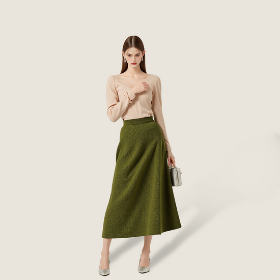 Women's High-Waisted Soft Knit Maxi Skirt A10310