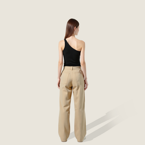 Women's Plain Casual High-Waisted Wide-Leg Pants A10289