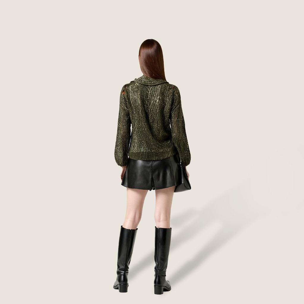 Women's Oversized Knit Hoodie Drawstring Pullover A10314