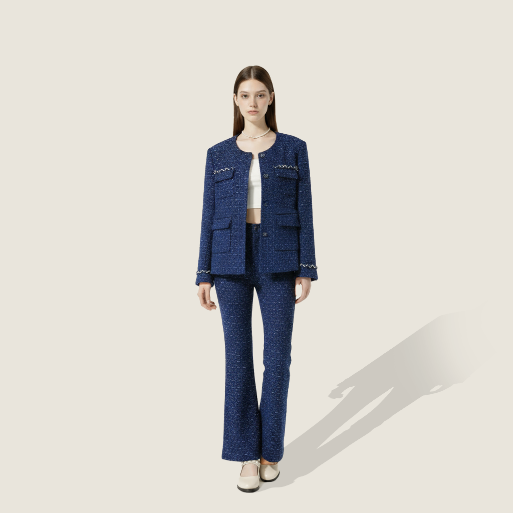 Crew Neck Tweed Two-Piece Set A10301