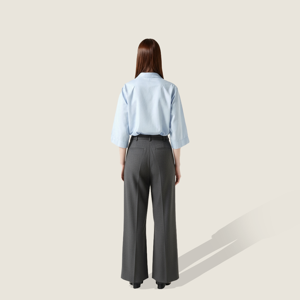 Women's Plain High-Waisted Loose Casual Wide-Leg Pants A10288