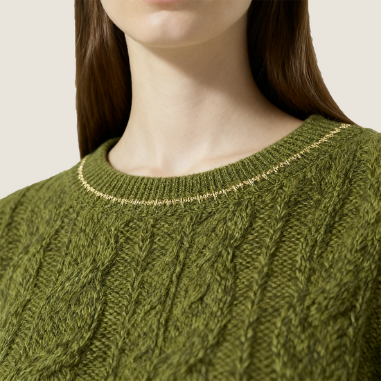 Women's Crew Neck Casual Cable Knit Short Sleeves Sweater A10312