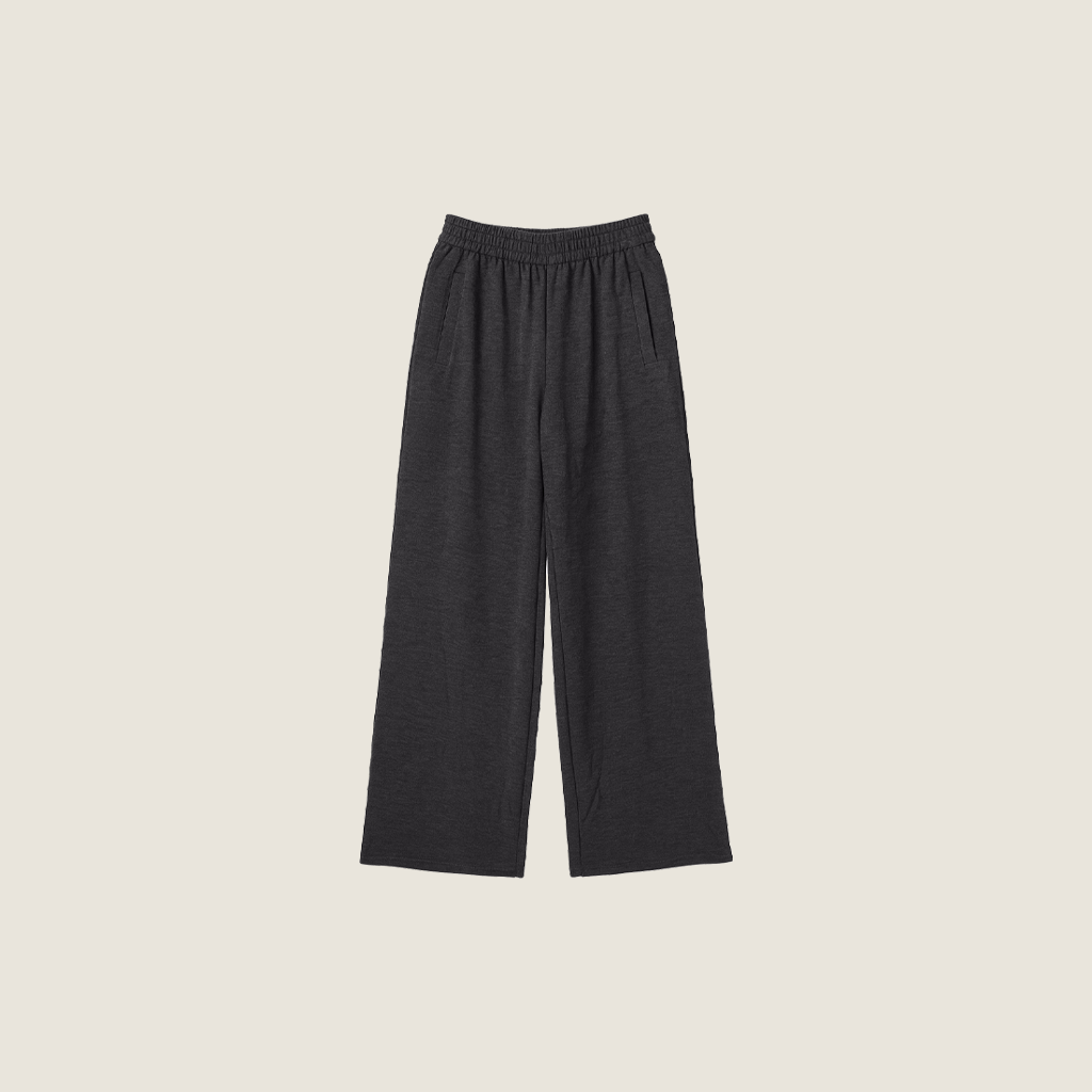 Women's Plain High Waist Wide Leg Trendy Loose Fit Lounge Pants A10333