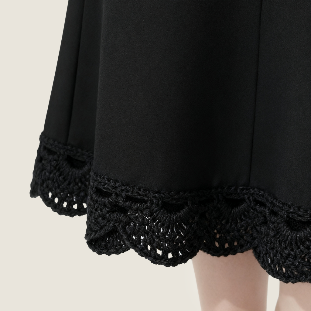 Satin Lace Midi Skirt A10441