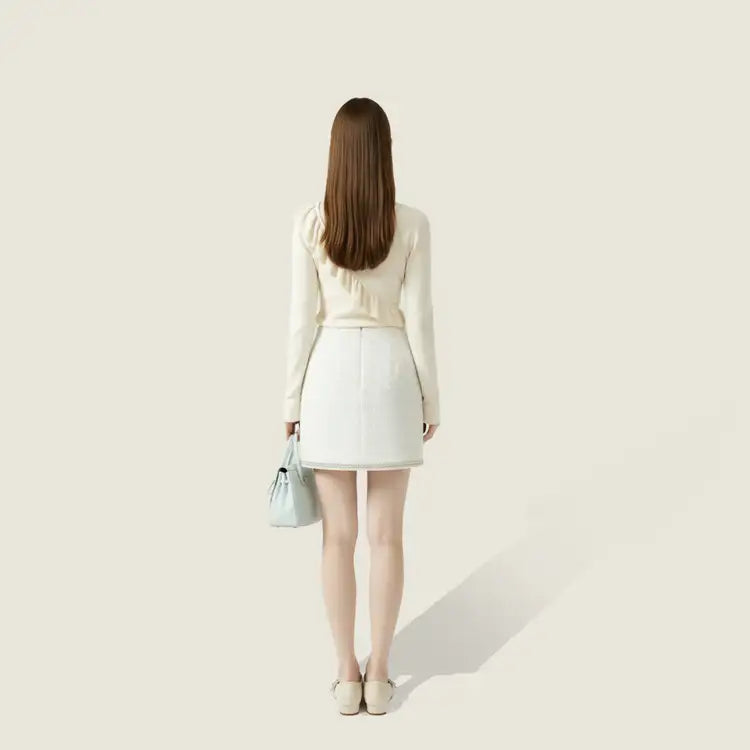 Embellished Wool-Cotton Mini Skirt A10446