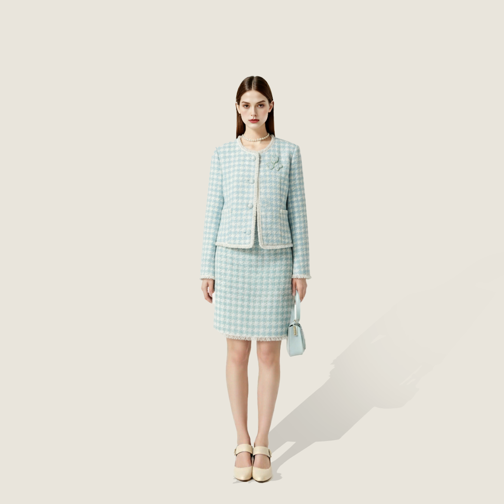 Tweed Jacket And Skirt Set A10390