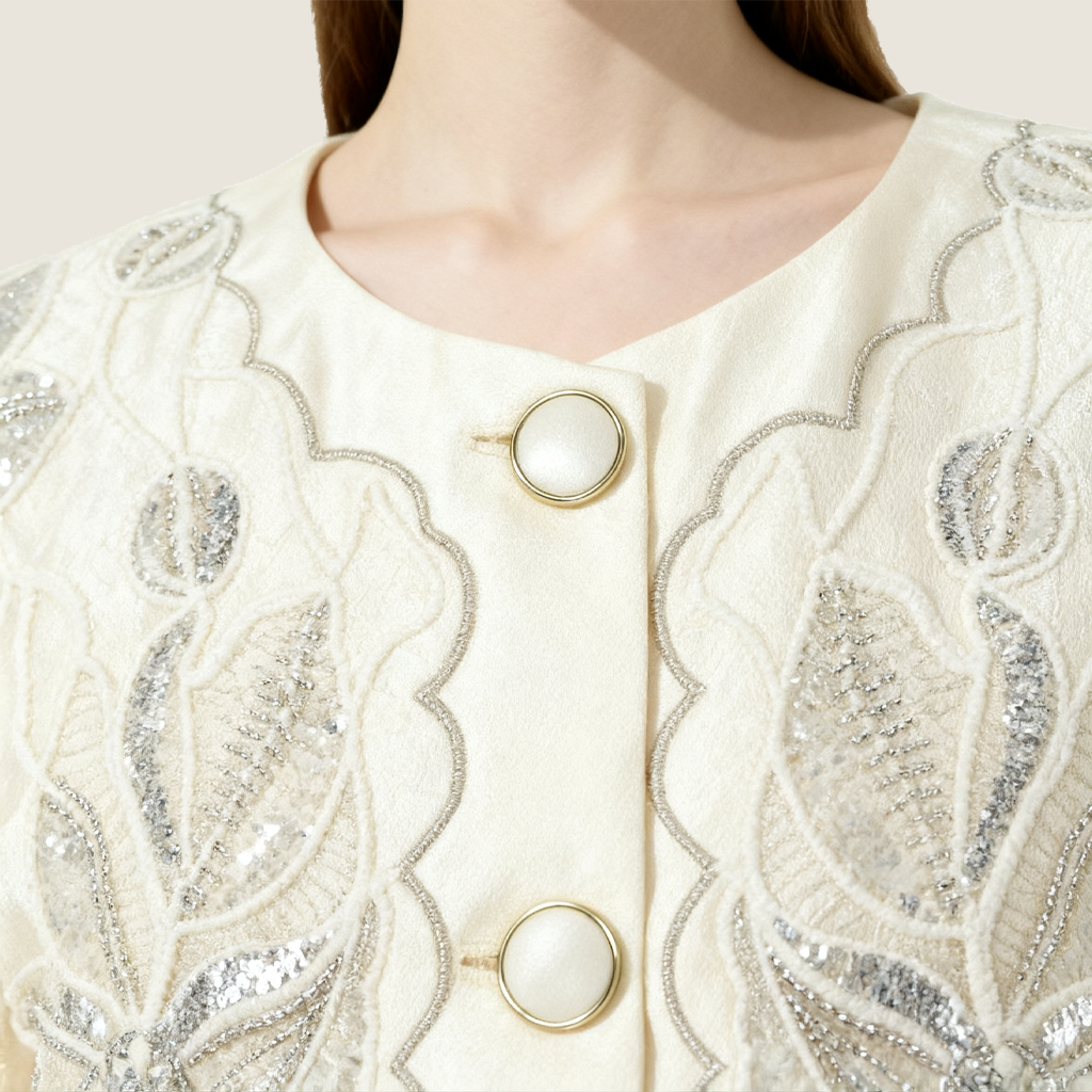 Floral Embroidery Jacket and Matching Skirt A10400