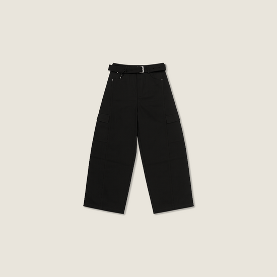 Women's High-Waisted Belted Cargo Pants-Trendy Utility Style with Wide Leg A10187