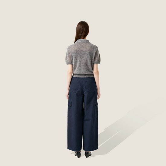 Women's High-Waisted Belted Cargo Pants-Trendy Utility Style with Wide Leg A10187