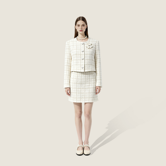 Tweed Jacket And Skirt Set A10390