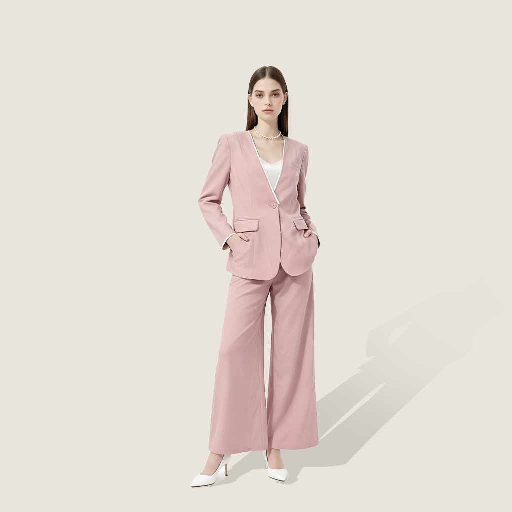 Tailored Single-Breasted Jacket with Flared Pants A10408