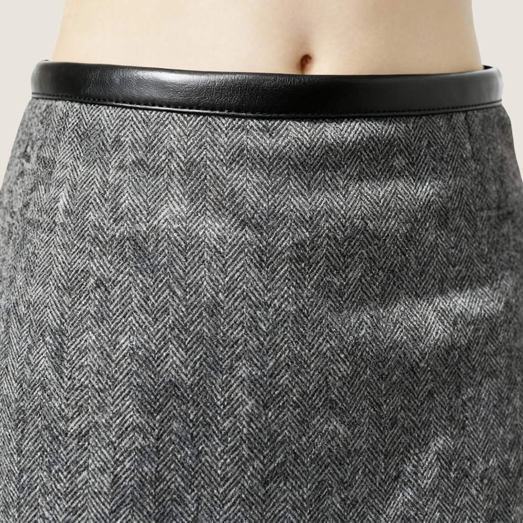 Charcoal Contrast-Collar Two Piece Set M31N