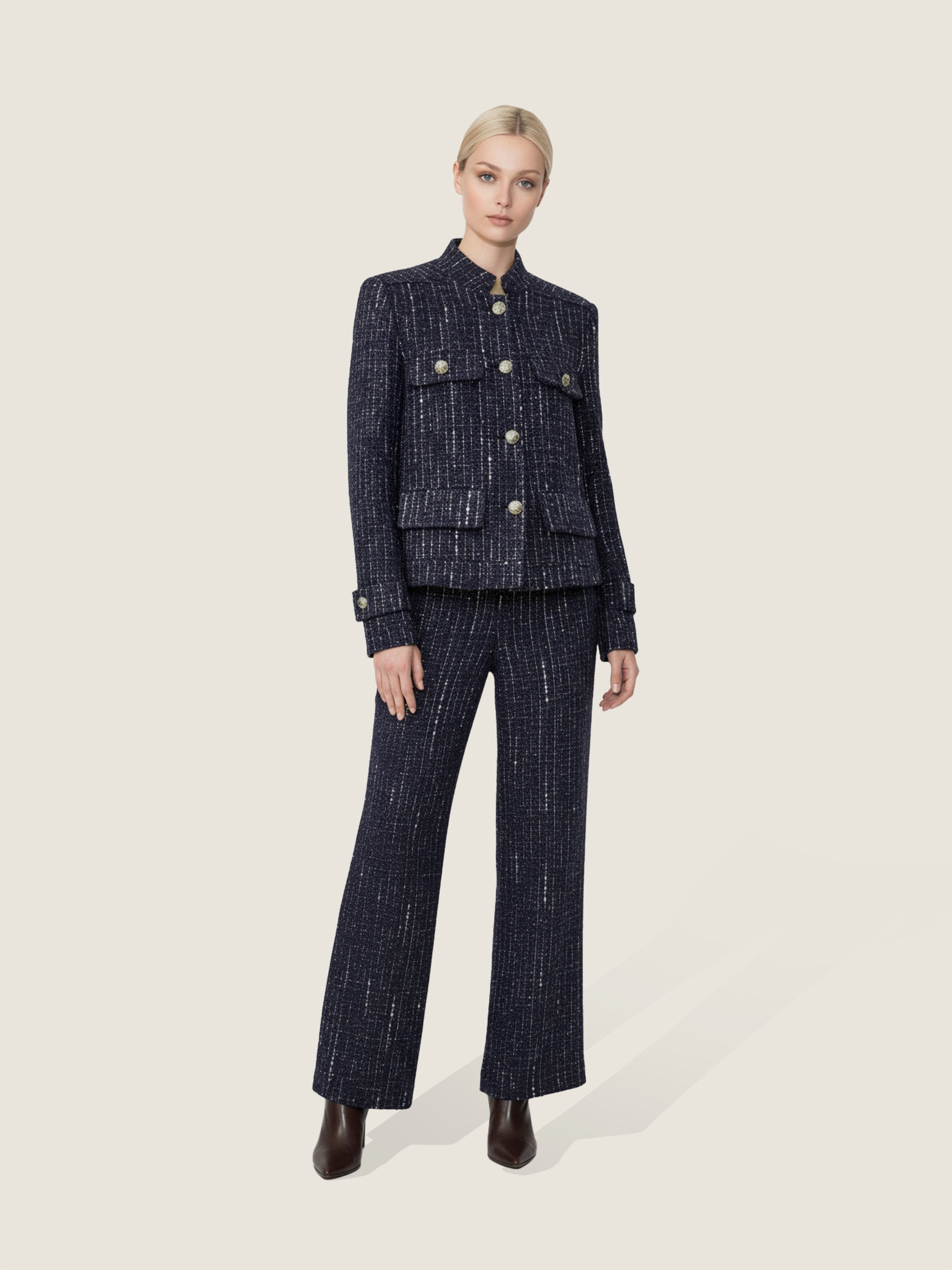 Metallic Navy Tweed Set M31N