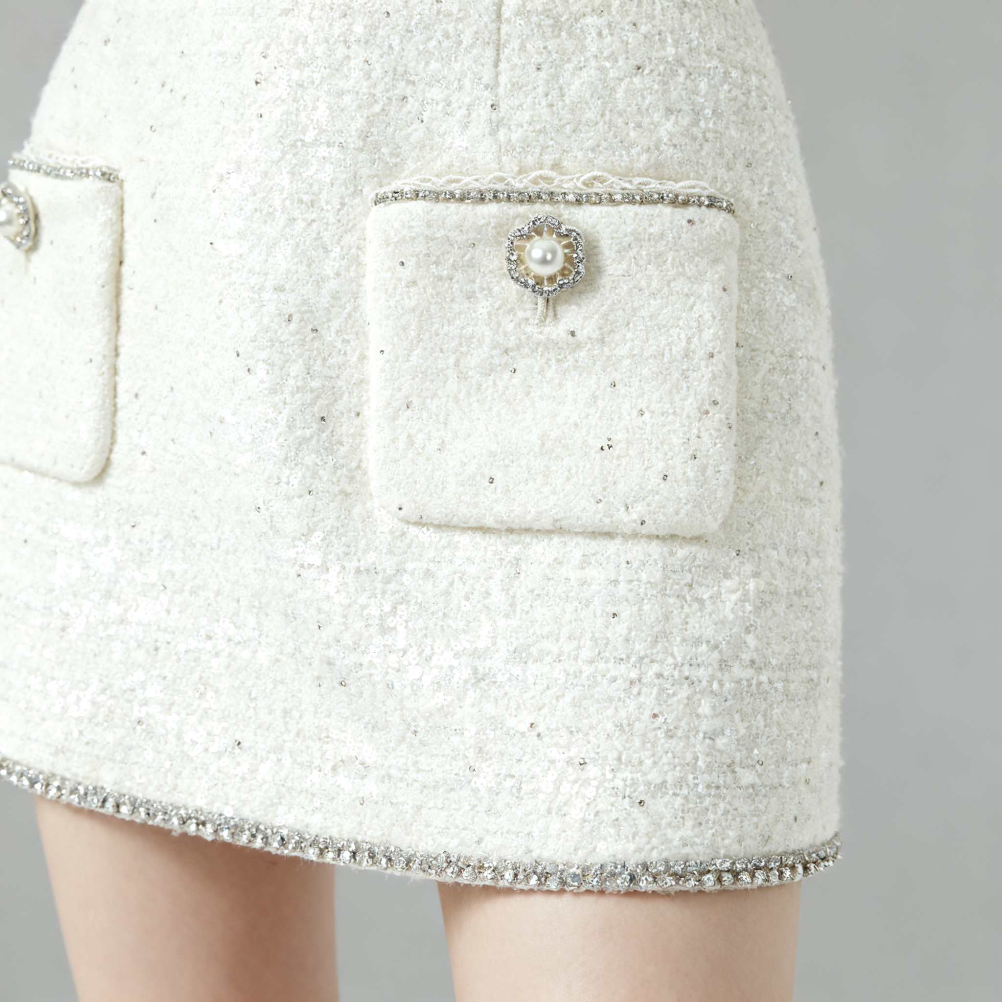 Embellished Wool-Cotton Mini Skirt A10446