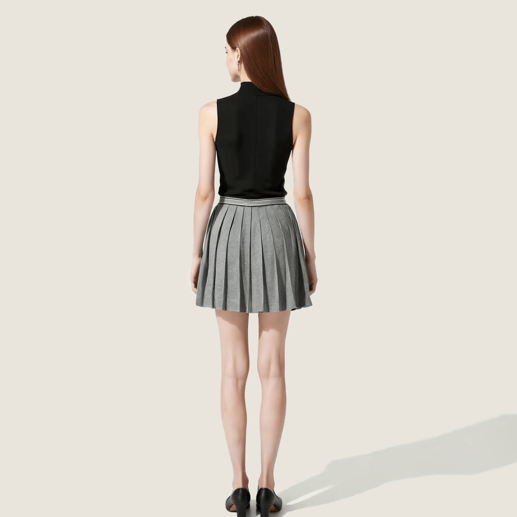 [M31N] A Line Knitted Pleated Skirt for Women High Waist School Look 10034 Womenswear Bottom - M31N