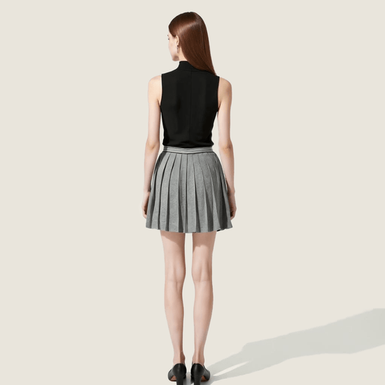 [M31N] A Line Knitted Pleated Skirt for Women High Waist School Look 10034 Womenswear Bottom - M31N