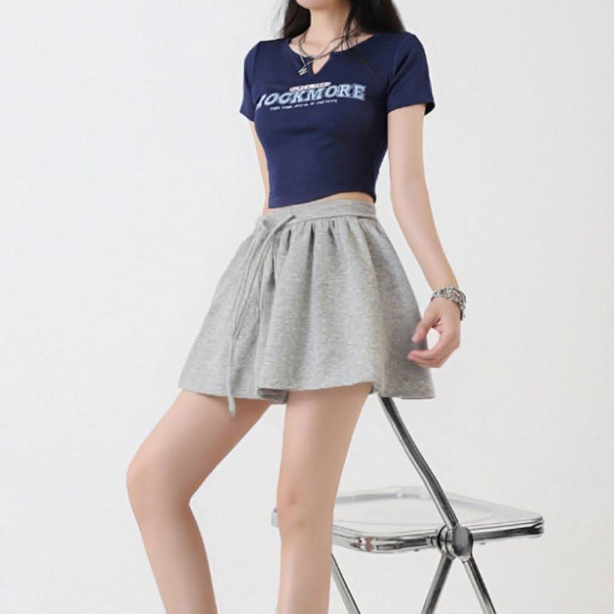 [M31N] Short skirt, sporty style, gray and navy blue, cute, elegant, for women 10050 - M31N