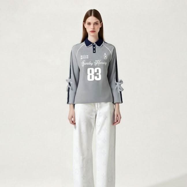 [M31N] Women's sports style long - sleeved shirt, collar 10035 - M31N