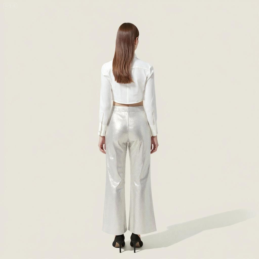 Women's Cropped Button-Down Shirt-Trendy Long Sleeve Collared Corset Top A10011