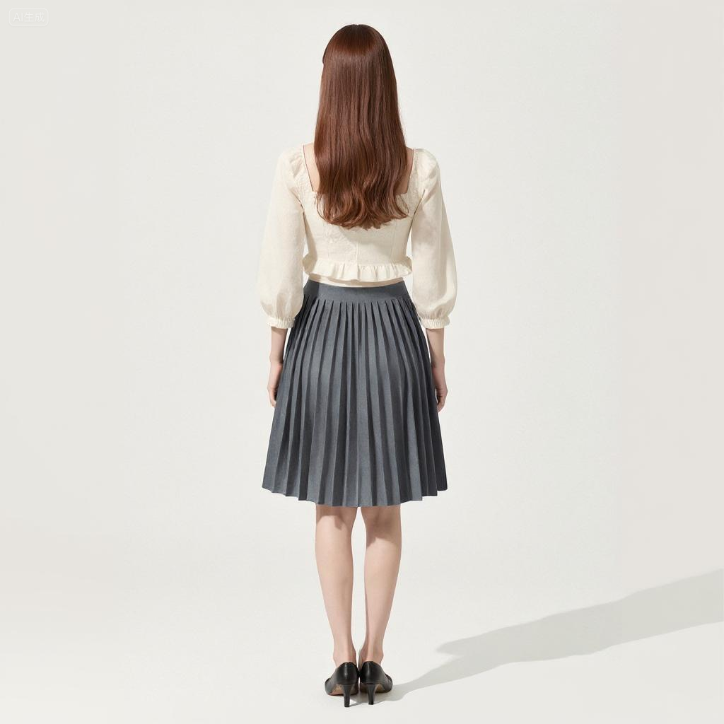 Pleated Cotton Midi Skirt A10015
