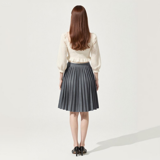 Pleated Cotton Midi Skirt A10015