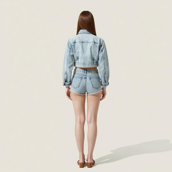 Women's Vintage American Style Cropped Denim Jacket A10013