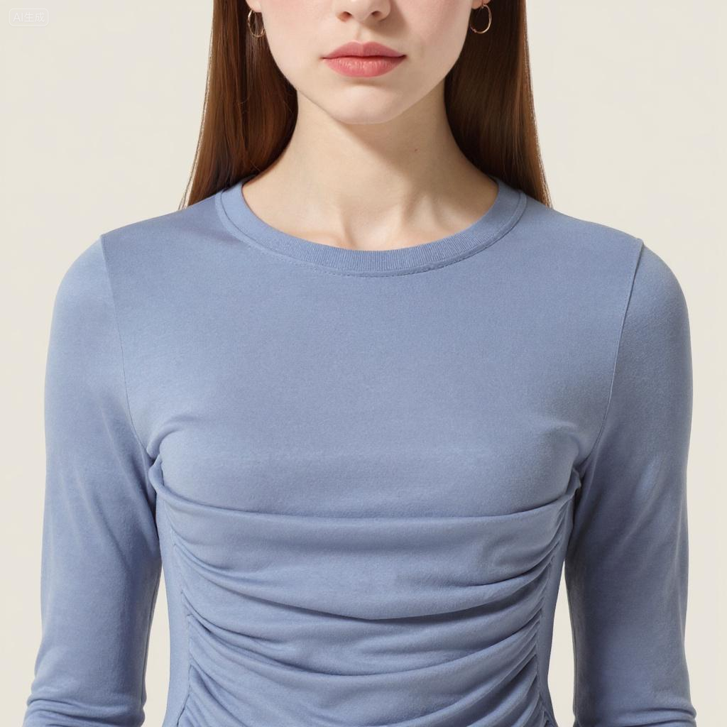 Women's Long Sleeve Ruched Slim Fit Top Casual Stylish T-Shirt A10083