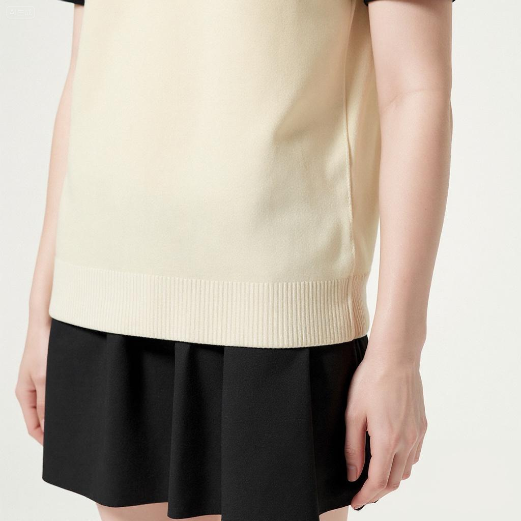 Women's Contrast Neckline Shirt with Embroidered Detail A10053