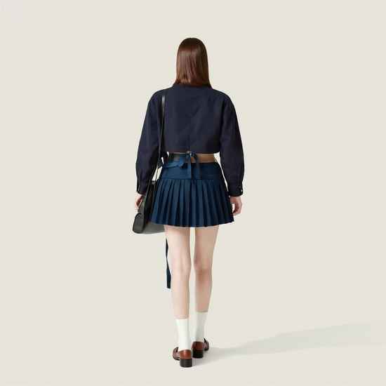 Women's Pleated Mini Skirt with Tie Belt-Trendy High-Waisted A-Line Skirt A10025