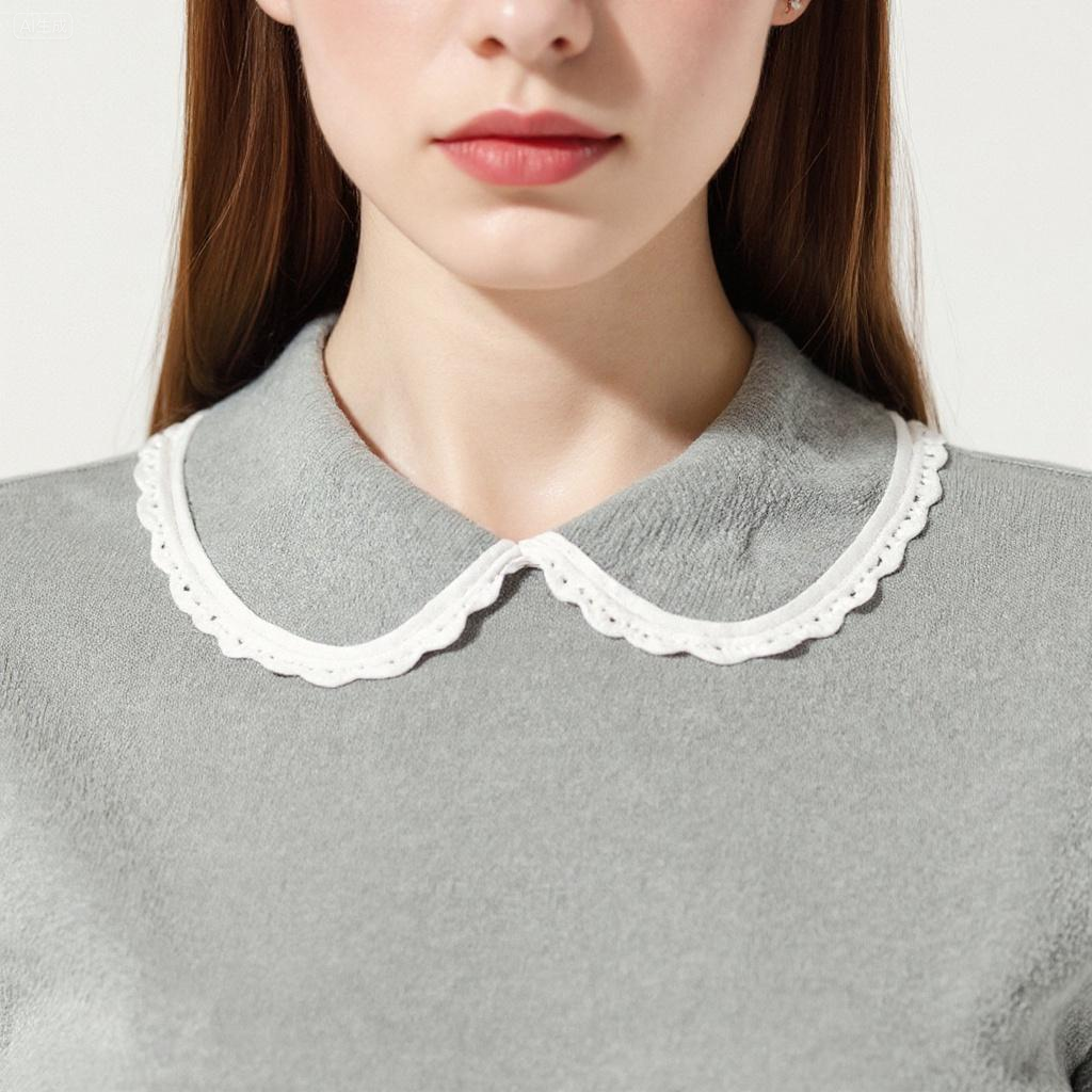 Knit Lace-Collar Top A10017