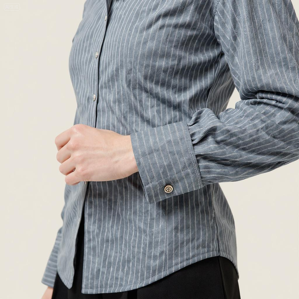 Women's Elegant Striped Button-Down Shirt Trendy Long Sleeve Collared Top A10042